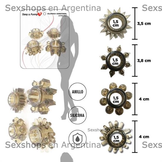 Kit de 4 anillos peneanos de silicona